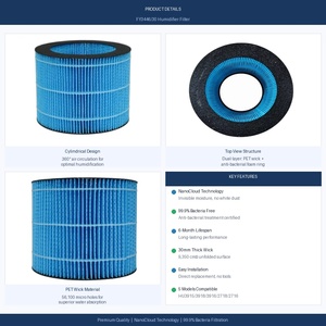 Filtre d'humidification de remplacement NanoCloud personnalisé OEM/ODM, <span class=keywords><strong>humidificateur</strong></span> haute performance 2-en-1 USB/électrique - Product Image 2