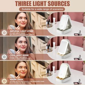 Borsa portaoggetti 2 in 1 con specchio LED, custodia portatile da viaggio per cosmetici - Con scomparti - Essenziale per la routine quotidiana del trucco - Product Image 5