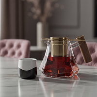 Théière en verre borosilicate de haute qualité avec filtre en acier inoxydable ultra-fin, texture octogonale, infusion en vortex, diffusion d'arômes, luxe moderne
