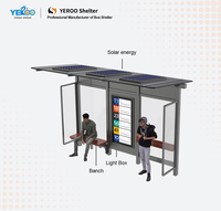 Abri d'arrêt de bus extérieur intelligent YEROO à énergie solaire avec panneau lumineux, économe en énergie, durable et étanche