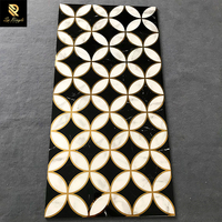 Carrelage Springletile 60x120, motif floral noir et blanc, carrelage en céramique émaillée, effet marbre poli, carrelage en céramique chromé
