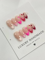 Lot de 10 faux ongles en PMMA peints à la main, forme ballerine/cercueil, design personnalisé pour salon de manucure, application facile