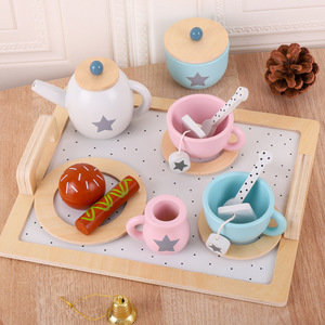 Premium <strong>Wooden</strong> Pretend Play <strong>Tea</strong> <strong>Set</strong> for Kids with Teapot Cups Saucers and Tray Ideal for Boys Girls <strong>Tea</strong> Party Role Play - Product Image 3