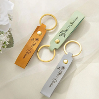 Porte-clés en cuir personnalisé Porte-clés gravé personnalisé Cadeaux du mois de naissance Porte-clés en cuir PU Porte-clés en cuir personnalisé