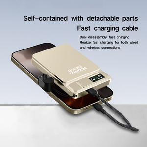 Chargeur sans fil magnétique F21 10000mAh en alliage d'aluminium, design fin, avec support intégré, écran LED, charge rapide 15W - Product Image 4