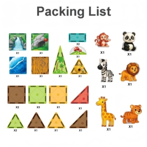Animaux du zoo Blocs créatifs 3D Modèles de <span class=keywords><strong>construction</strong></span> Jouets d'apprentissage précoce Ensemble de tuiles magnétiques pour tout-petits - Product Image 3