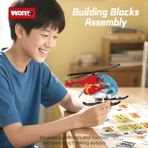 Woma Blocs de construction en plastique ABS 40 pièces, modèle d'<span class=keywords><strong>hélicoptère</strong></span> de <span class=keywords><strong>pompier</strong></span> urbain, avion à l'échelle 1:1, jouet éducatif à assembler pour les enfants de 14 ans - Product Image 4