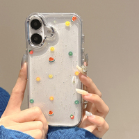 Mignon pastèque citron fraise Bling paillettes étui pour iphone 16 Pro Max 15 13 14 12 11 clair souple TPU téléphone couverture arrière