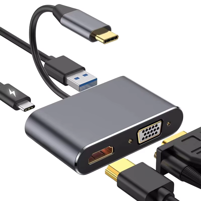 4 in 1 USB C HUB PD Charging Vga 4k With USB 3.0 Adapter for Macbook Tablet Notebook PC Converter