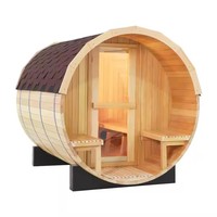 Jendela pintu kaca panorama kayu Cedar merah Finlandia tradisional 4-6 orang kayu ditembakan barel Sauna dengan fungsi uap kering