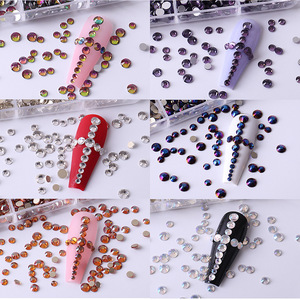 Kit de strass 3D en verre Lan Guang pour nail art, ensemble de cristaux ronds à dos plat, non thermocollants, breloques brillantes pour ongles - Product Image 5