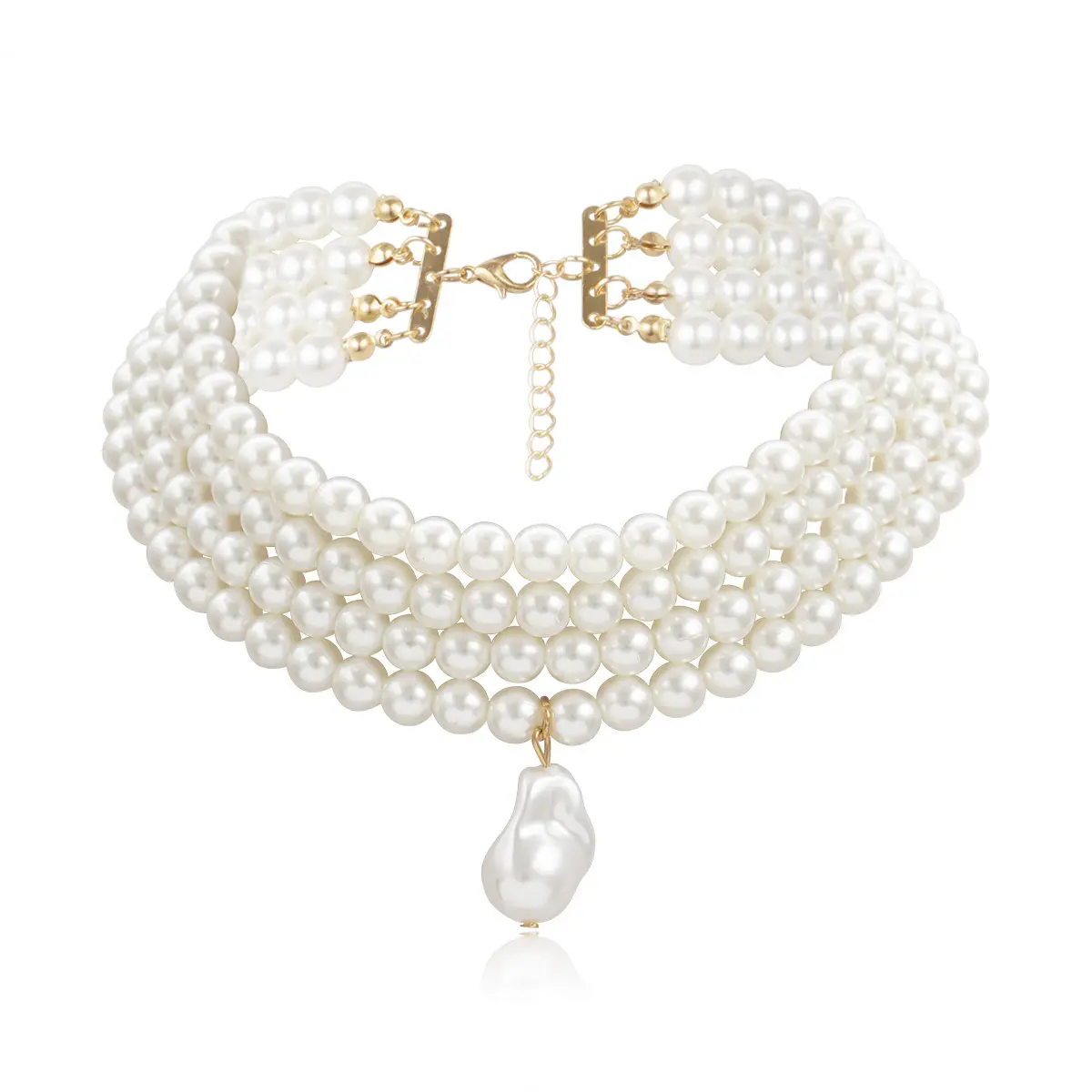 hot sale Punk Multi Layered Choker Necklace Collar for Women fashion Handmade Imitation Pearl Pendant Necklace Jewelry