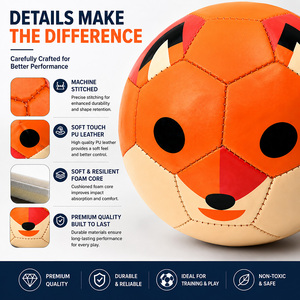 Balón de Fútbol Infantil de Cuero PU Ecológico, Diseño de Dibujos Animados, Talla 2/3, Regalo para Niños Pequeños, Modelo C-TOON 100 para Entrenamiento en Interiores - Product Image 4