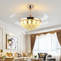 Ventilateur de plafond LED de luxe moderne 220V, moteur AC DC, télécommande, corps en fer invisible, pour chambre à coucher familiale, salle à manger, salon
