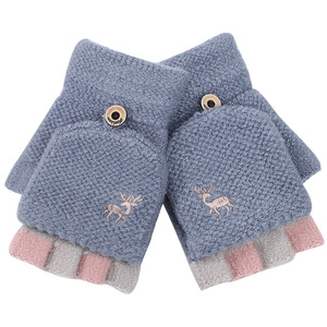 Vente en gros de mode mitaines mignonnes de vélo chaudes sans doigts automne et <span class=keywords><strong>hiver</strong></span> femmes Flip gants tricotés - Product Image 3