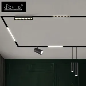 1m 1.5m 2m 2 fili lineare da incasso a soffitto sistema di illuminazione a binario lineare completo lampada di aspirazione magnetica Cob