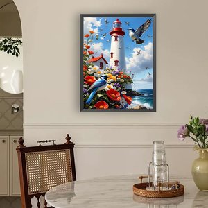 Modern 30*40cm DIY <strong>Lighthouse</strong> Modern Wall Decor Diamond <strong>Painting</strong> Full Round 5D Acrylic Diamond <strong>Painting</strong> for Home Decoration - Product Image 3
