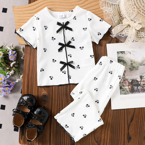 เสื้อผ้าเด็กฤดูใบไม้ร่วงฤดูหนาวสไตล์ใหม่เสื้อยืดลายดอกไม้สีขาวและกางเกงชุดสองชิ้นสำหรับเด็กวัยหัดเดินเสื้อผ้าเด็กหญิง 0-3Y - Product Image 1