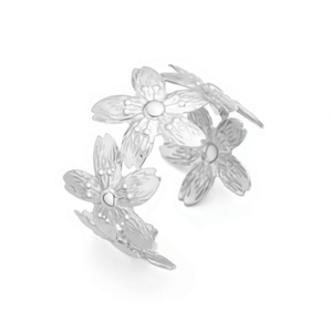 Amy Amy Flower <b>Cuff</b> <b>Bracelet</b> <b>Silver</b> Plated Women's Fashion Jewelry B1003 - Product Image 3