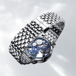 Reloj Tourbillon Original AGELOCER con Correa de Acero, Reloj Mecánico Manual de Lujo para Hombre, Esqueleto, Bisel con Diamantes - Product Image 4