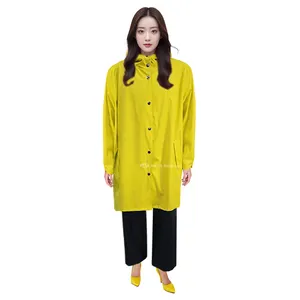 Good quality rain coats customized logo raincoats PU waterproof windproof rain jacket with hooded for women