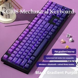 Mathew KC108คีย์บอร์ดกลไกไร้สาย3โหมด RGB แบล็คไลท์คีย์เต็มรูปแบบแป้นพิมพ์เงียบสลับร้อนที่กำหนดเองสำหรับ <span class=keywords><strong>Mac</strong></span>/ชนะ/พีซี - Product Image 2