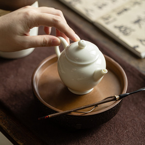 Guanlan Retro Apricot White Glazed Teapot Porcelain With Lid Small Kung Fu <b>Tea</b> <b>Set</b> Household Ceramic Single Teapot - Product Image 4