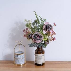 Bouquet de fleurs artificielles CallaFloral, rose en tissu tissé plastique, décoration de mariage et de maison CF01461 - Product Image 1