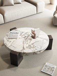 Mesa de centro de mármol de diseñador moderno nórdico para salas de estar domésticas, mesa de centro de mármol redonda para villas. - Product Image 3