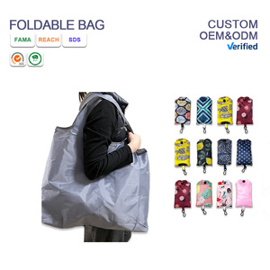 Bolsa <span class=keywords><strong>de</strong></span> compras plegable ecológica, bolsa <span class=keywords><strong>de</strong></span> mano <span class=keywords><strong>de</strong></span> nailon reutilizable, bolsa <span class=keywords><strong>de</strong></span> compras plegable <span class=keywords><strong>de</strong></span> poliéster <span class=keywords><strong>de</strong></span> <span class=keywords><strong>tela</strong></span> portátil personalizada - Product Image 1