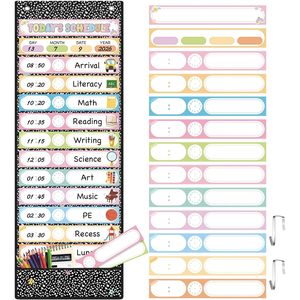 Daily Schedule Pocket Chart 31 Reusable Cards 14 Pockets Time Management Classroom <b>Decor</b> Back To School Plastic Board - Product Image 1