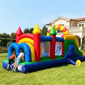 Residential <b>Inflatable</b> Bounce House Bouncy Castle Obstacle Course <b>Game</b> with Blower PVC Material Easy Setup - Product Image 3