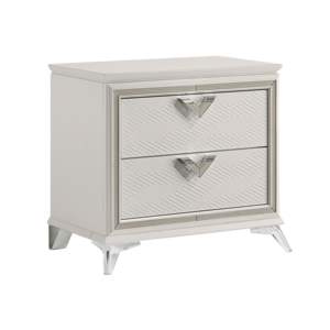 DB Luxury Modern Bedroom Furniture 1pc Antique White Solid Wood Nightstand with <b>2</b>-<b>Drawers</b> <b>Storage</b> for Apartment Use - Product Image 3