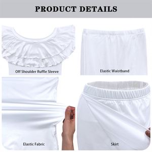 Ropa Tribal Polinesia Personalizada Estampado Samoan Puletasi Mujeres 2 Piezas Conjunto Fuera del Hombro Volantes Vestidos Estilo Isla - Product Image 5