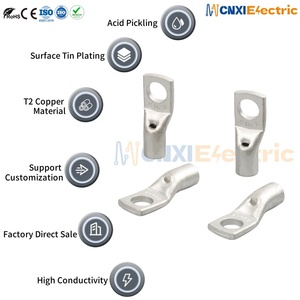 Cnxi Heavy Duty Pin Cáp Lugs thiếc T2 ống đồng nhanh chóng dây Lug kết nối ô tô Trần khoen hình ống Vòng thiết bị đầu cuối - Product Image 1