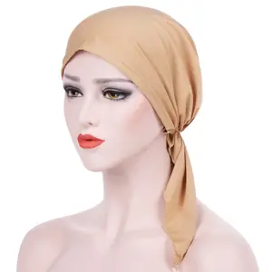 Nieuwe Ontwerp Vlakte Instant Jersey Ninja Hijab Underscarf Hijab Met Elastische Voor Vrouwen