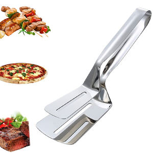 2 en 1 Ustensiles de cuisine Pince à steak en acier inoxydable <span class=keywords><strong>Poisson</strong></span> frit <span class=keywords><strong>Hamburger</strong></span> Barbecue Pelle Pizza Pince Pince à aliments - Product Image 1