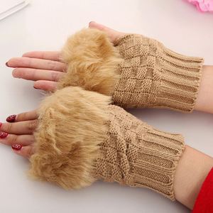 Gants pour femmes élégants, chauffe-mains d'hiver, mitaines en fausse laine tricotées au crochet, gants chauds sans doigts pour femmes - Product Image 3