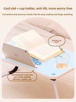 Bureau d'ordinateur portable pliable ergonomique pour lit et canapé - Table d'étude portable avec emplacement pour tablette et porte-gobelet - Plateau de lit multifonctionnel