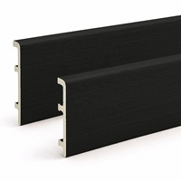 Plinthe WPC WYRAX noire 70 mm moderne, assortie au revêtement de sol SPC, pour hôtel, chambre, usage commercial