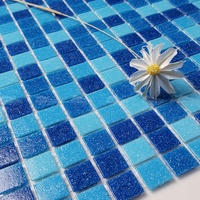 20X20 Iriserende Badkamer Muur Backsplash Goedkope Foshan Blauw Mozaik Tegel Zwembad Tegels Blauw Glas Mozaïek