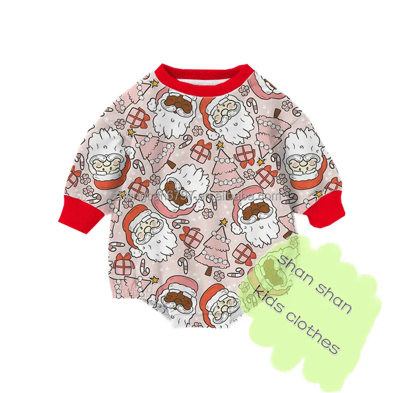 Trending 2022 Pat Pat Baby Clothes Long Sleeve Sweater Polyester Fabric Christmas Printing Little Boy And Girl Romper