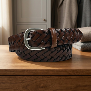 Latest Design <b>Men's</b> Genuine Cow Hide Steel Square Vintage Style 3D Design Braided Pin Buckle Eco-Friendly <b>Belts</b> Customizable - Product Image 1