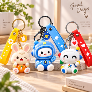 Porte-clés personnalisé en silicone 3D, porte-clés mignon en PVC souple, breloque de sac de dessin animé, cadeau promotionnel OEM ODM - Product Image 1