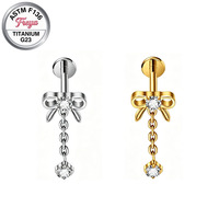 Boucles d'oreilles plates Freya pour femmes, avec pampilles et chaînes, pour piercing hélix, cartilage, conque, labret, lèvre, bijoux de corps