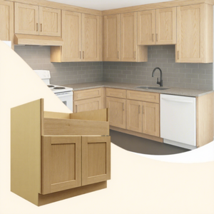 Wholesale <b>Apron</b> Front Sink Base Cabinet For Multi-Family Projects <b>White</b> Oak Farmhouse Kitchen Storage Cabinets Ready To Assemble - Product Image 1