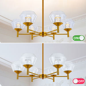 Lámpara Colgante de Lujo Francesa para Restaurante, Moderna, Minimalista, Dorada, con Múltiples Cabezas, de Vidrio de Alta Gama, con LED - Product Image 3