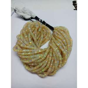 Cuentas facetadas de ópalo etíope Welo arcoíris de fuego, color amarillo natural, calidad AA, de 4-6 mm, en hilo de 16 pulgadas de largo. - Product Image 1