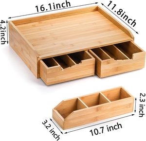 Organizzatore per Cassetti in Bambù Personalizzato per Cialde di Caffè, Scatola Multiuso per Conservare Bustine di Tè con Cassetto per Cucina, Ufficio, Angolo Caffè - Product Image 3