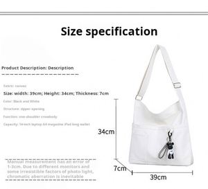 Bolsa de Hombro de Lona Personalizada Estilo Coreano, Gran Capacidad para la Escuela y el Trabajo - Product Image 3
